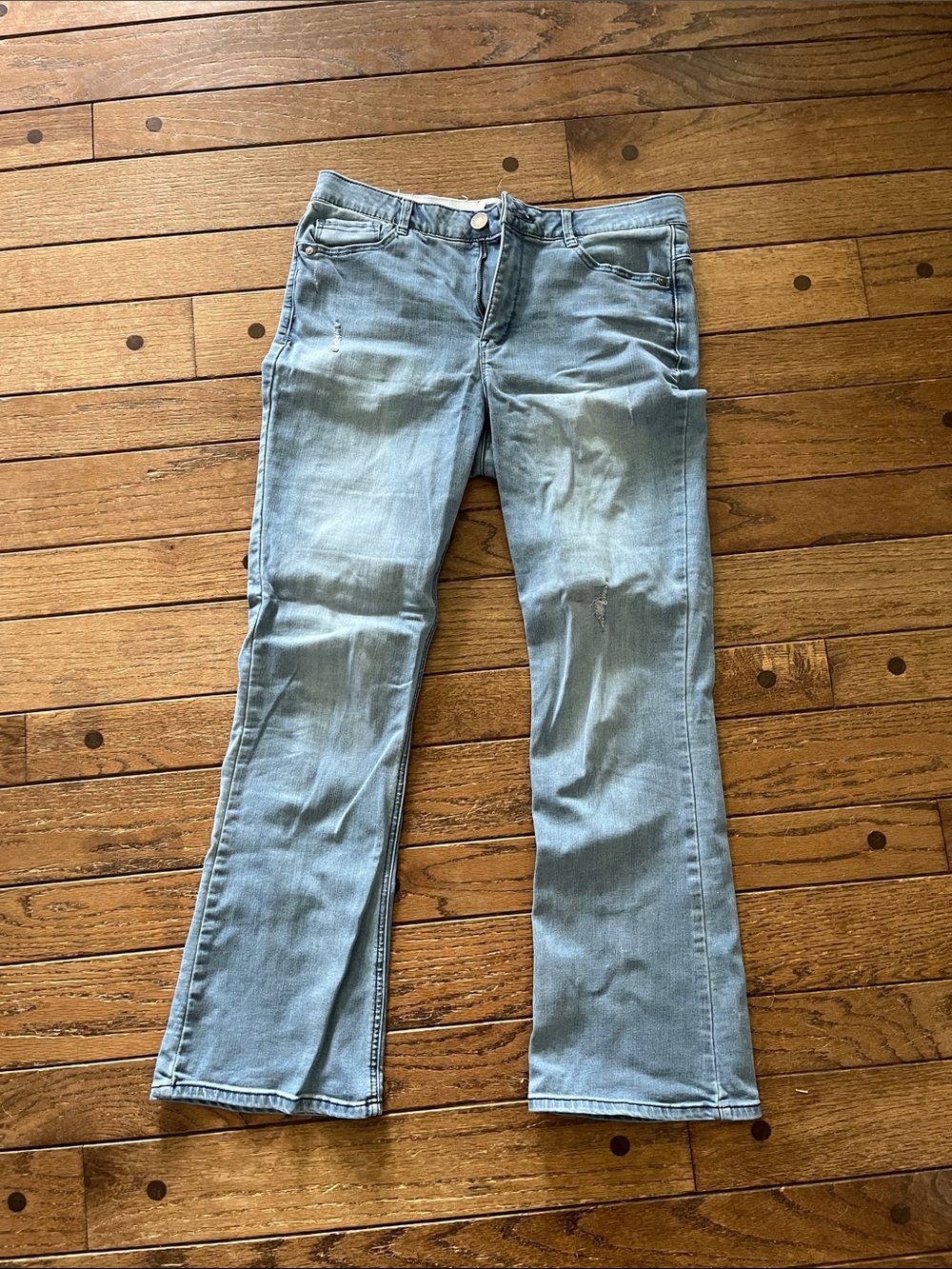 Democracy Light Wash Flare Jeans in Pale Blue